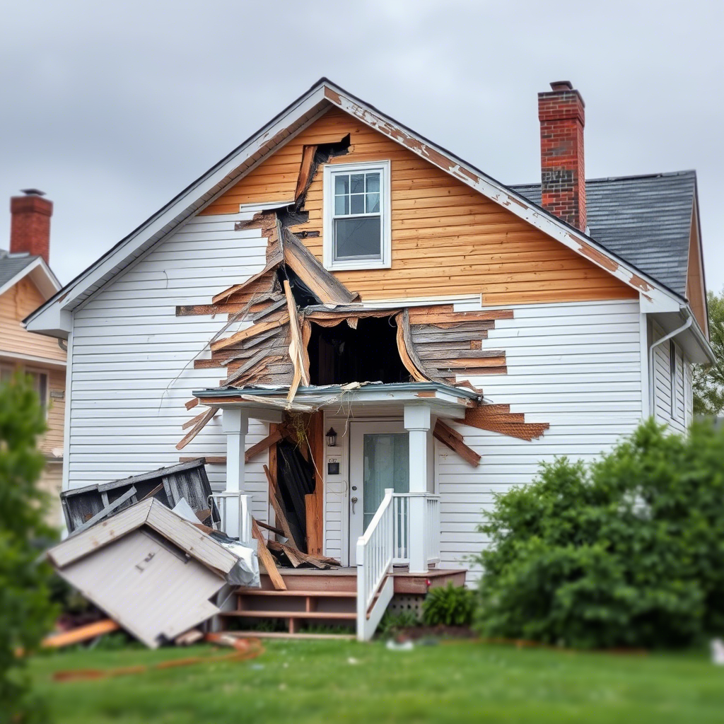 House with storm damage