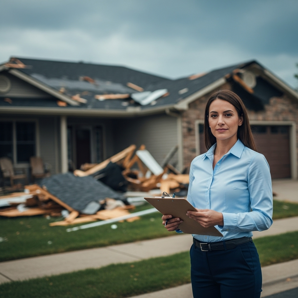 House with storm damage